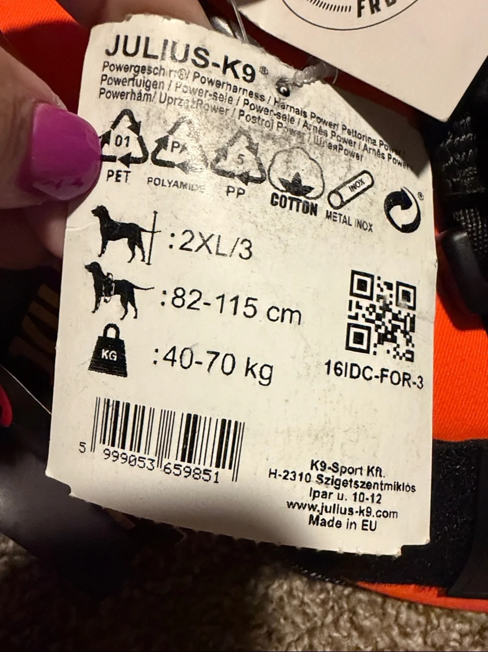 NWT Julius K-9 IDC Powerharness for dogs (size 3)